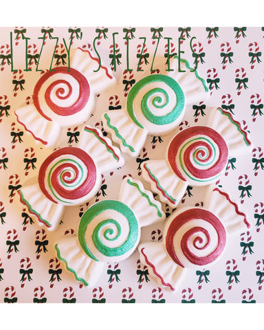 Peppermint swirl candy bath bomb